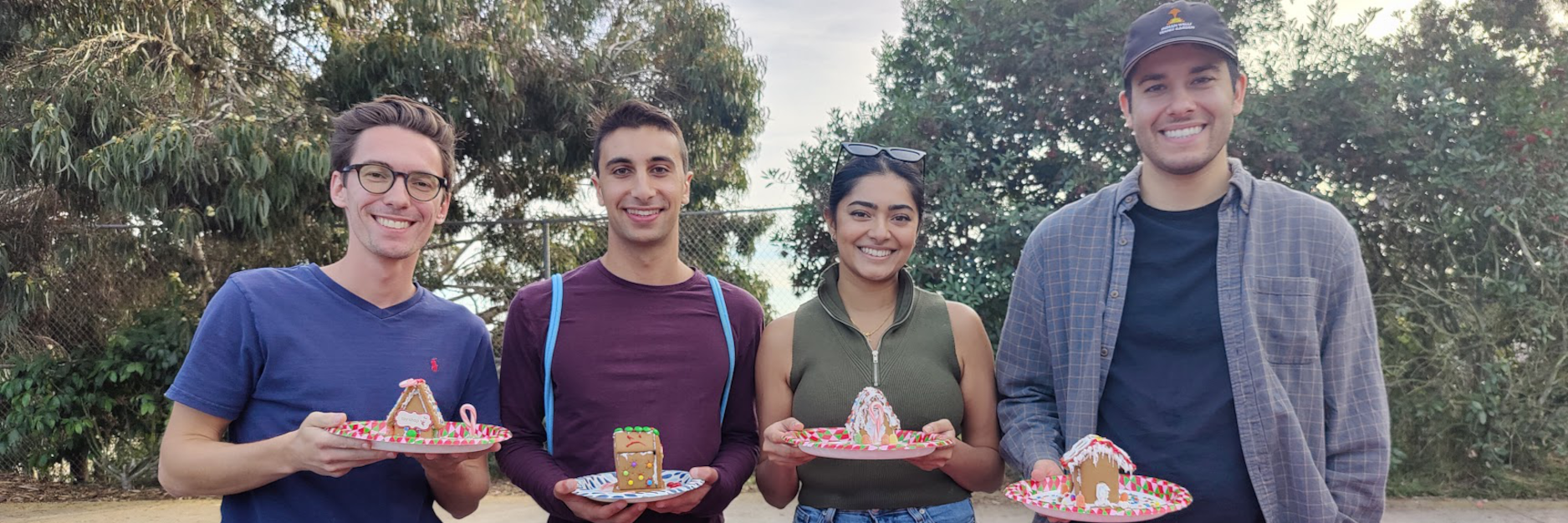 Photo of students with gingerbread houses